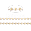 304 Stainless Steel Daisy Flower Link Chains with Enamel AJEW-J035-03G-09-2