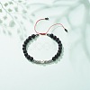 Natural Lava Rock & & Shell Pearl & Synthetic Hematite Braided Bead Bracelet BJEW-JB08467-2