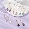Alloy Enamel Moon & Brass Star Dangle Earrings EJEW-JE05403-4