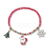 3Pcs 3 Styles Christmas Theme Glass Beaded Stretch Bracelet Sets for Women BJEW-TA00534-3