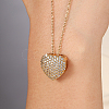 Brass Micro Pave Cubic Zirconia Heart Pendant Necklaces for Women RK4443-1-2
