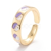 Brass Enamel Cuff Rings RJEW-I077-13G-2