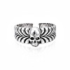 Halloween Skull Alloy Open Cuff Ring for Men Women RJEW-T009-43AS-1