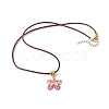 Alloy Enamel Butterfly Pendant Necklaces NJEW-JN04580-02-4