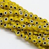 Handmade Evil Eye Lampwork Flat Round Bead Strands LAMP-L058-6mm-01-1