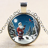 Christmas Picture Glass Pendant Necklaces NJEW-D280-55S-1