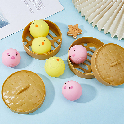 DELORIGIN 2 Sets 2 Colors TPR Imitation Steamed Stuffed Bun Stress Toy AJEW-DR0001-38-1