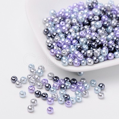 Silver-Grey Mix Pearlized Glass Pearl Beads HY-X006-4mm-13-1