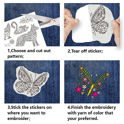 4 Sheets 11.6x8.2 Inch Stick and Stitch Embroidery Patterns DIY-WH0455-174-1