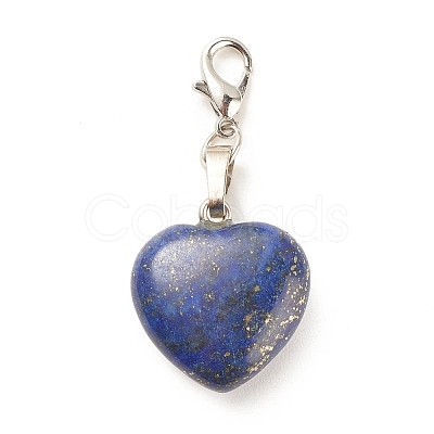 Heart Gemstone Pendant Decorations HJEW-JM00646-1