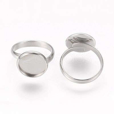 Tarnish Resistant Adjustable 304 Stainless Steel Finger Rings Components STAS-E144-026-12mm-1