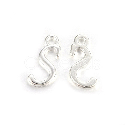 Silver Color Plated Alloy Letter Pendants X-PALLOY-J718-01S-S-1