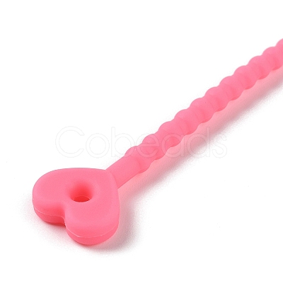 Heart Shape Silicone Cable Zip Ties AJEW-C034-02-1