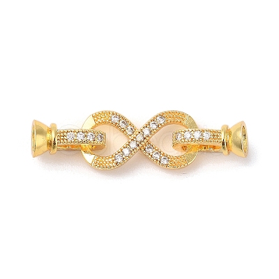 Rack Plating Brass Micro Pave Cubic Zirconia Fold Over Clasps KK-K377-12G-1