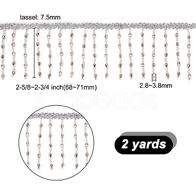 DELORIGIN 2 Yards Polyester with Plastic Beads Tassel Ribbons OCOR-DR0001-01-1