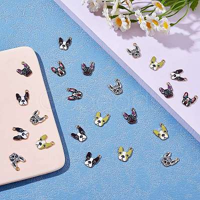 30Pcs 5 Colors Rack Plating Alloy Enamel Pendants ENAM-SZ0003-25-1