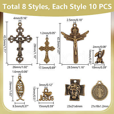 PandaHall Elite 8 Style Tibetan Style Alloy Pendants FIND-PH0018-76-1