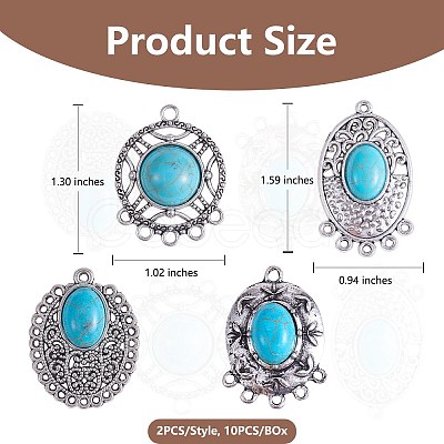 10pcs Turquoise+alloy pendant Vintage alloy earring head diy handmade material(5 styles) JX575A-1