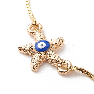 Crystal Rhinestone Link with Enamel Evil Eye Slider Bracelet BJEW-JB08629-1