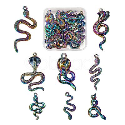 16Pcs 8 Style Rainbow Color Alloy Pendants FIND-LS0001-17MC-1