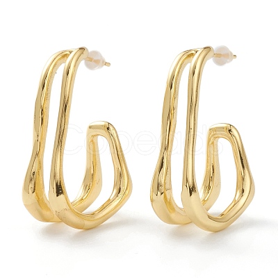 Brass Half Hoop Earrings EJEW-A056-16G-1