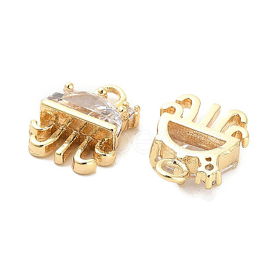 Brass Glass Charms KK-C054-08G-1