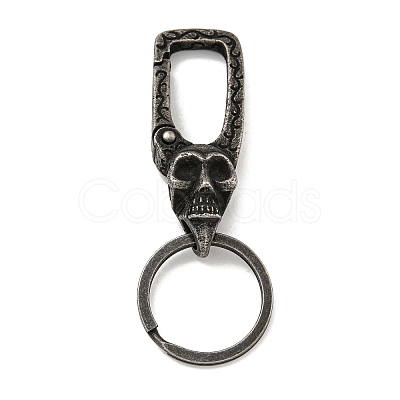 Tibetan Style 316 Surgical Stainless Steel Fittings with 304 Stainless Steel Key Ring FIND-Q101-08AS-04-1