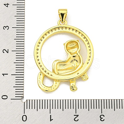 Brass Micro Pave Cubic Zirconia Pendants KK-K354-08B-G-1