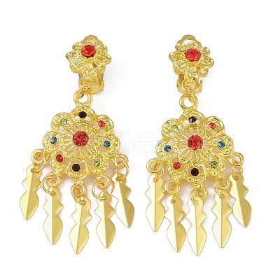 Bohemia Zinc Alloy Rhinestone Clip-on Earrings EJEW-C089-02C-G-1