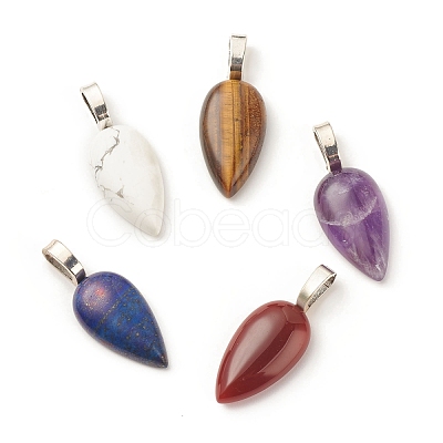 Natural Mixed Gemstone Pendants PALLOY-JF01498-1