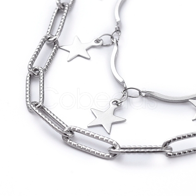 Non-Tarnish 304 Stainless Steel Chain Tiered Necklaces NJEW-JN02828-1