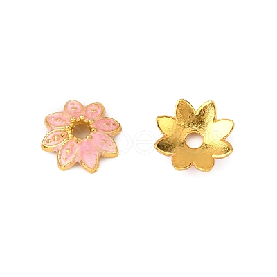 Multi-Petal Alloy Enamel Bead Caps ENAM-WH0063-03B-1