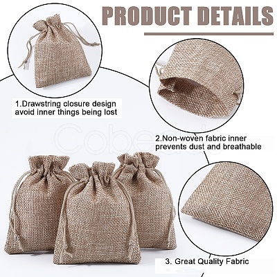 Beebeecraft Polyester Imitation Burlap Packing Pouches Drawstring Bags ABAG-BBC0001-02A-01-1