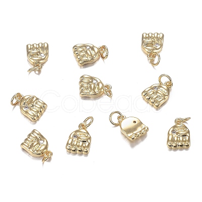 Brass Micro Clear Cubic Zirconia Charms ZIRC-F120-031G-1