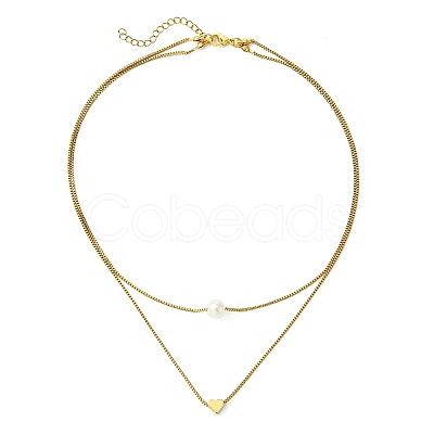 Brass Double Layer Necklace NJEW-JN04918-1