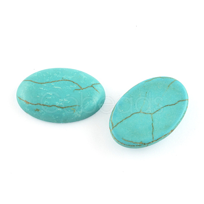 Craft Findings Dyed Synthetic Turquoise Gemstone Flat Back Cabochons TURQ-S276-8x10mm-01-1