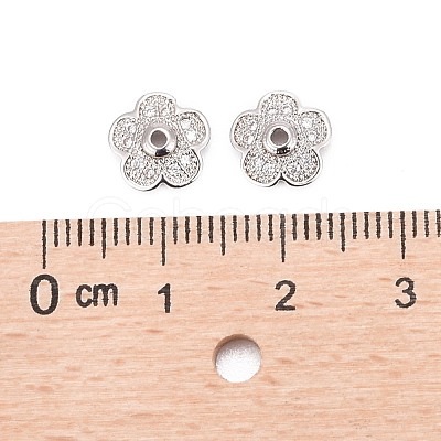 5-Petal Brass Micro Pave Clear Cubic Zirconia Bead Caps ZIRC-P001-31P-1