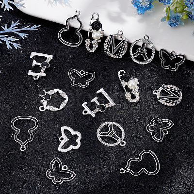 SUNNYCLUE 35Pcs 7 Style UV Plated Alloy Rhinestone Pendants FIND-SC0002-81-1