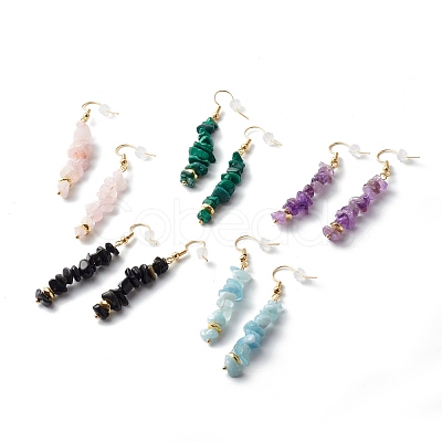 Natural Mixed Chip Gemstone Dangle Earring EJEW-JE04561-1