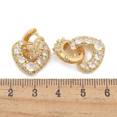 Rack Plating Heart Brass Micro Pave Clear Cubic Zirconia Hoop Earring for Women EJEW-C125-01G-1