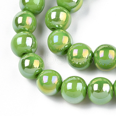 Electroplate Opaque Glass Beads Strands GLAA-T032-P8mm-AB06-1