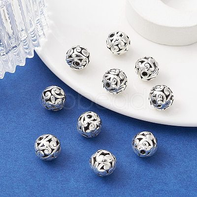 Tibetan Style Hollow Alloy Beads TIBEB-YW0001-11AS-1