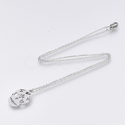 Non-Tarnish 201 Stainless Steel Pendant Necklaces NJEW-T009-JN134-40-1