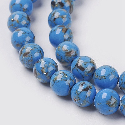 Sea Shell and Synthetic Turquoise Assembled Beads Strands G-G758-03-6mm-1