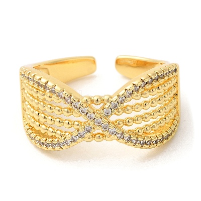 Infinity Brass Micro Pave Cubic Zirconia Open Cuff Rings RJEW-U008-39G-1