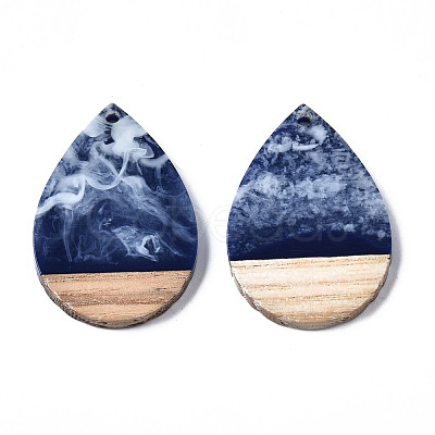 Opaque Resin & Walnut Wood Pendants X-RESI-T035-28-B01-1