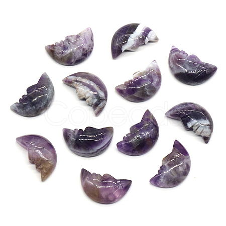 Carveing Face Crescent Moon Natural Amethyst Display Decorations MATO-PW0001-015K-1