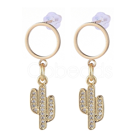 Brass Dangle Stud Earrings EJEW-JE04114-01-1