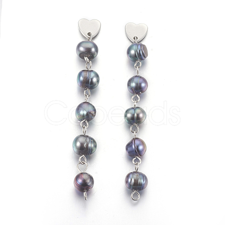 Natural Freshwater Pearl Beads Ear Studs EJEW-JE02892-02-1