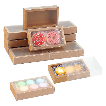 Foldable Paper Drawer Boxes with Clear Plastic Cover CON-WH0095-68A-05-1